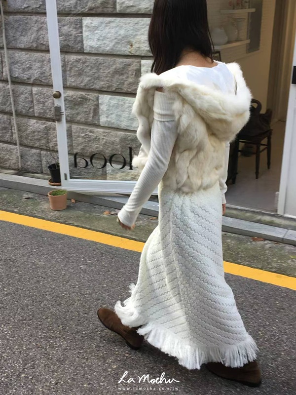 小香毛料流蘇蕾絲裙